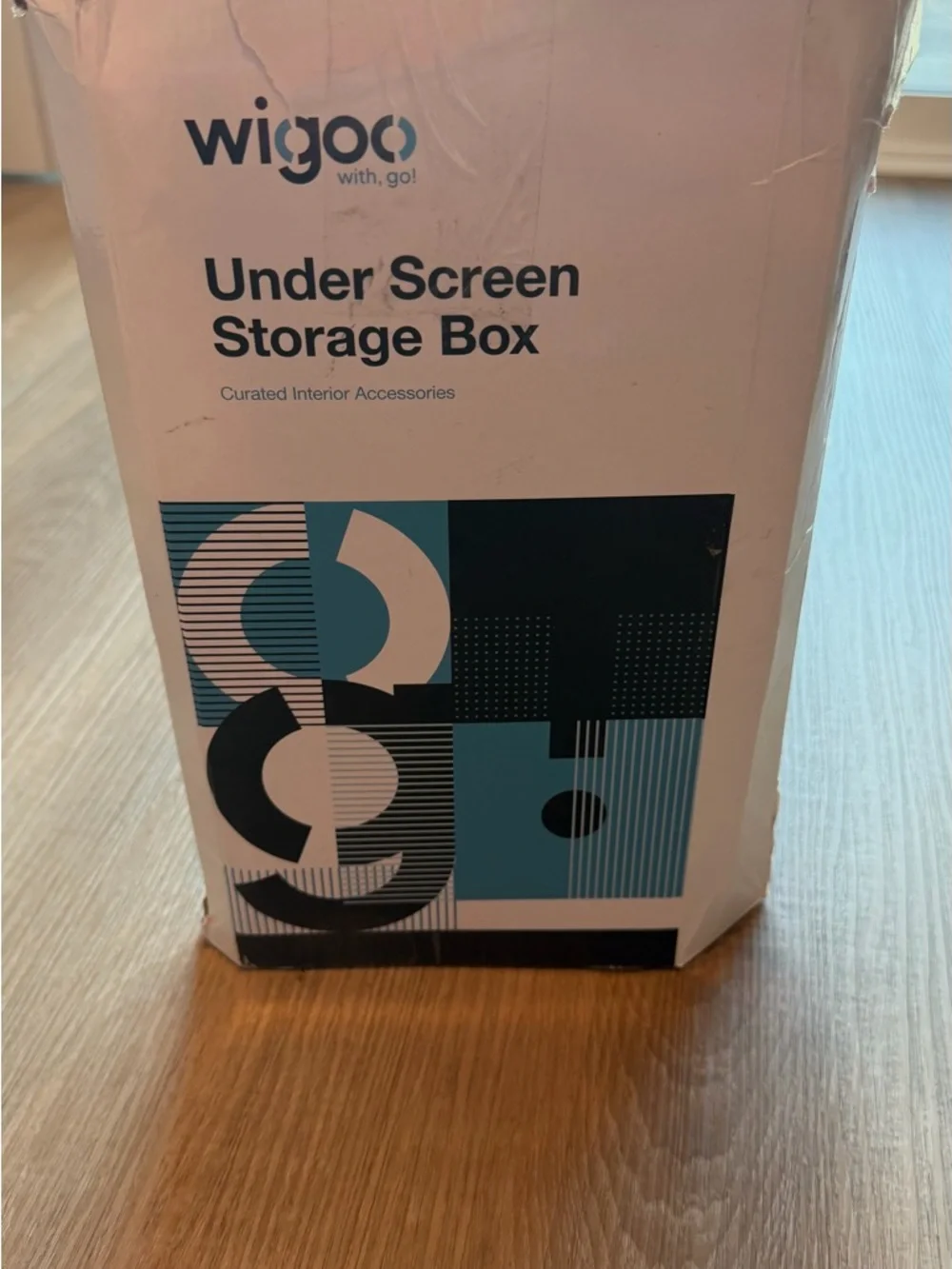 Wigoo Under Screen Storage Box - White with Teal Accents